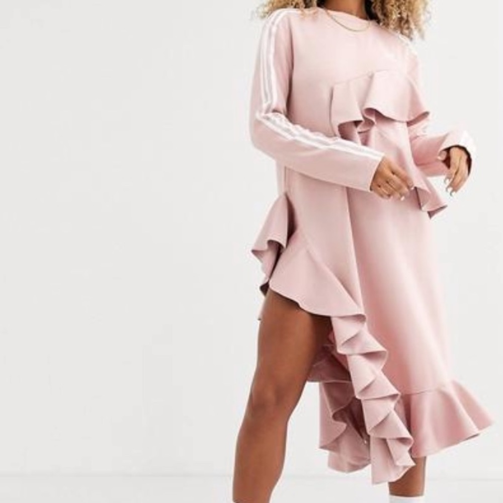 J Koo x Adidas Pink Ruffle Dress